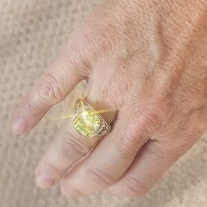 Lemon Citrene sterling silver filagree ring sz 7.5